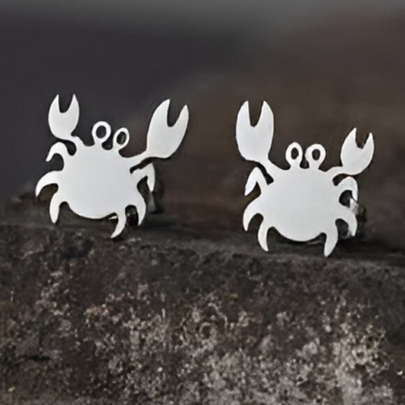 Silver Stud Earring Set of 3 Ocean Theme - Picture 3 of 5